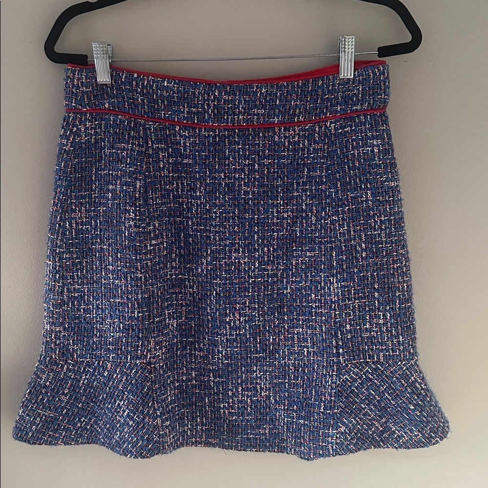 J Crew Womens Fluted Skirt in Blue Autumn Tweed Sz 6 Preppy Classic Chic Office - Picture 3 of 11